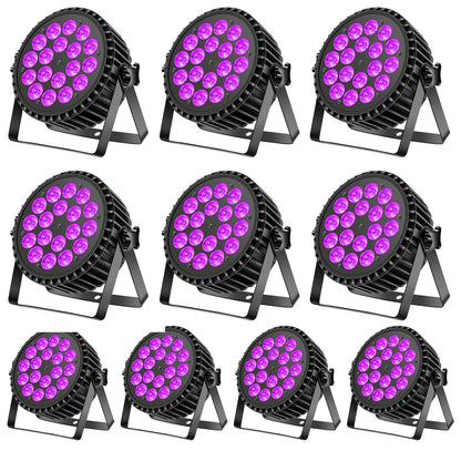200 W 18 LED Par UV + RGB Stage Light Spotlight, DMX512 Disco Light, Party Light, 8CH Par Spotlight, Strobe/Sound/Active Mode Lighting DJ Light Effect for Show Bar Party Music Festival Halloween