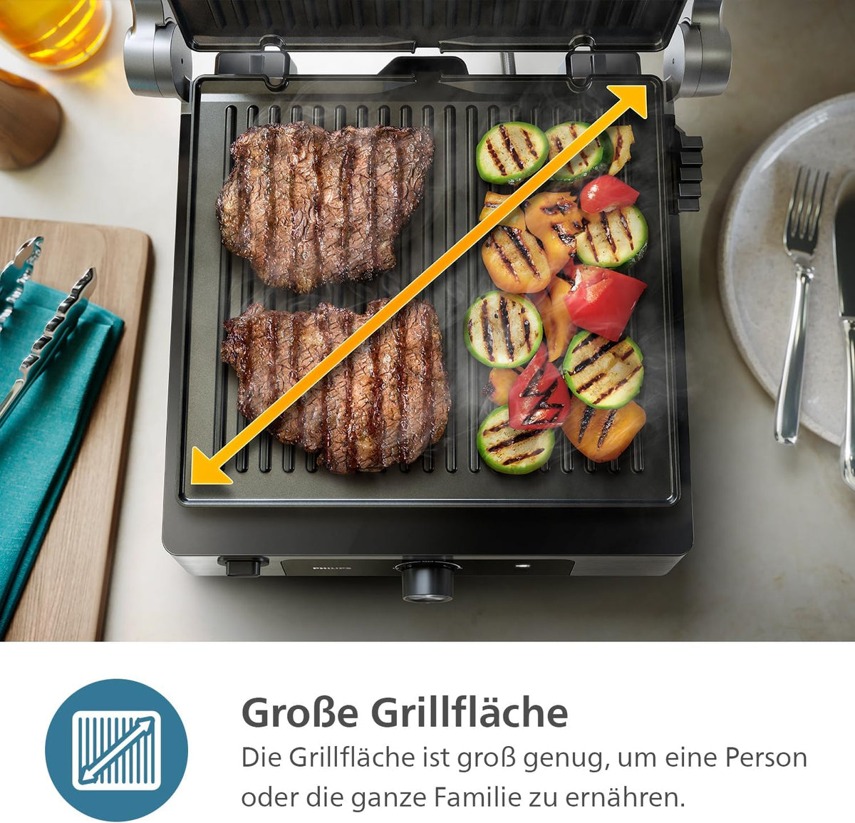 Grill de contact PHILIPS negru cu placi detasabile