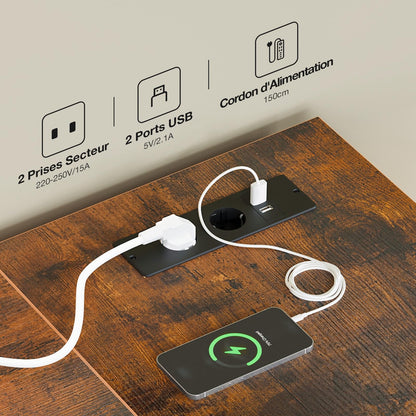 Comoda coltar Coleshome cu 7 sertare textile, LED si prize USBAC