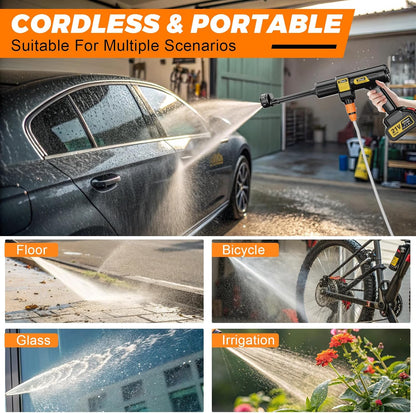 Gisam Cordless Pressure Washer, Max 65 Bar 943 PSI Jet Washers with 2 x 4000mA Batteries, Foam Sprayer, 6 in 1 Multi-function Nozzle & 180 Rotatable Nozzle for Cleaning and Irrigation (Gisam-01)