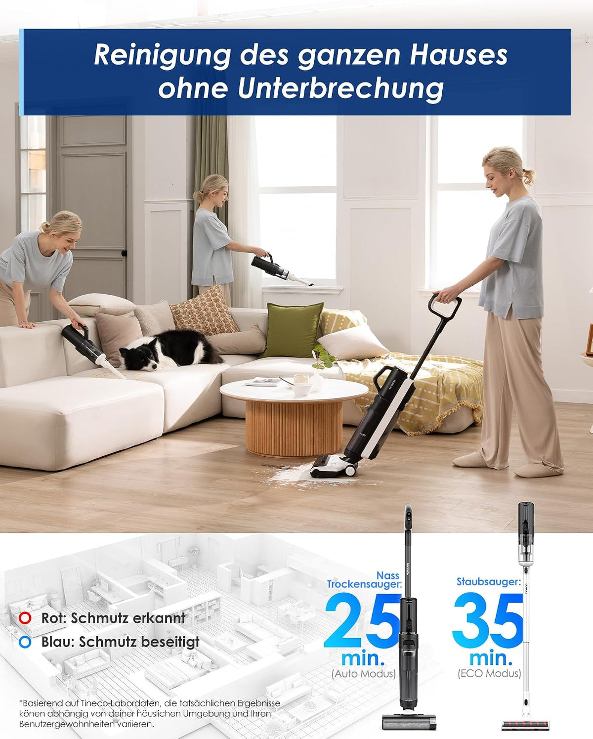 Aspirator vertical Tineco Floor One S5 Combo Power Kit 5 in 1 pentru aspirare uscata si umeda, cu iLoop, Wi-Fi si aplicatie