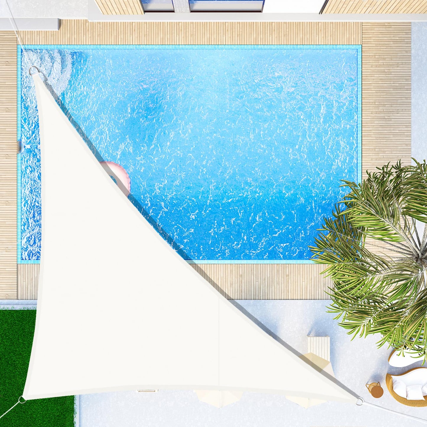 SUNNY GUARD Sun Shade Sail Triangle 4x4x4m Waterproof UV Block for Garden Outdoor Patio - Sand
