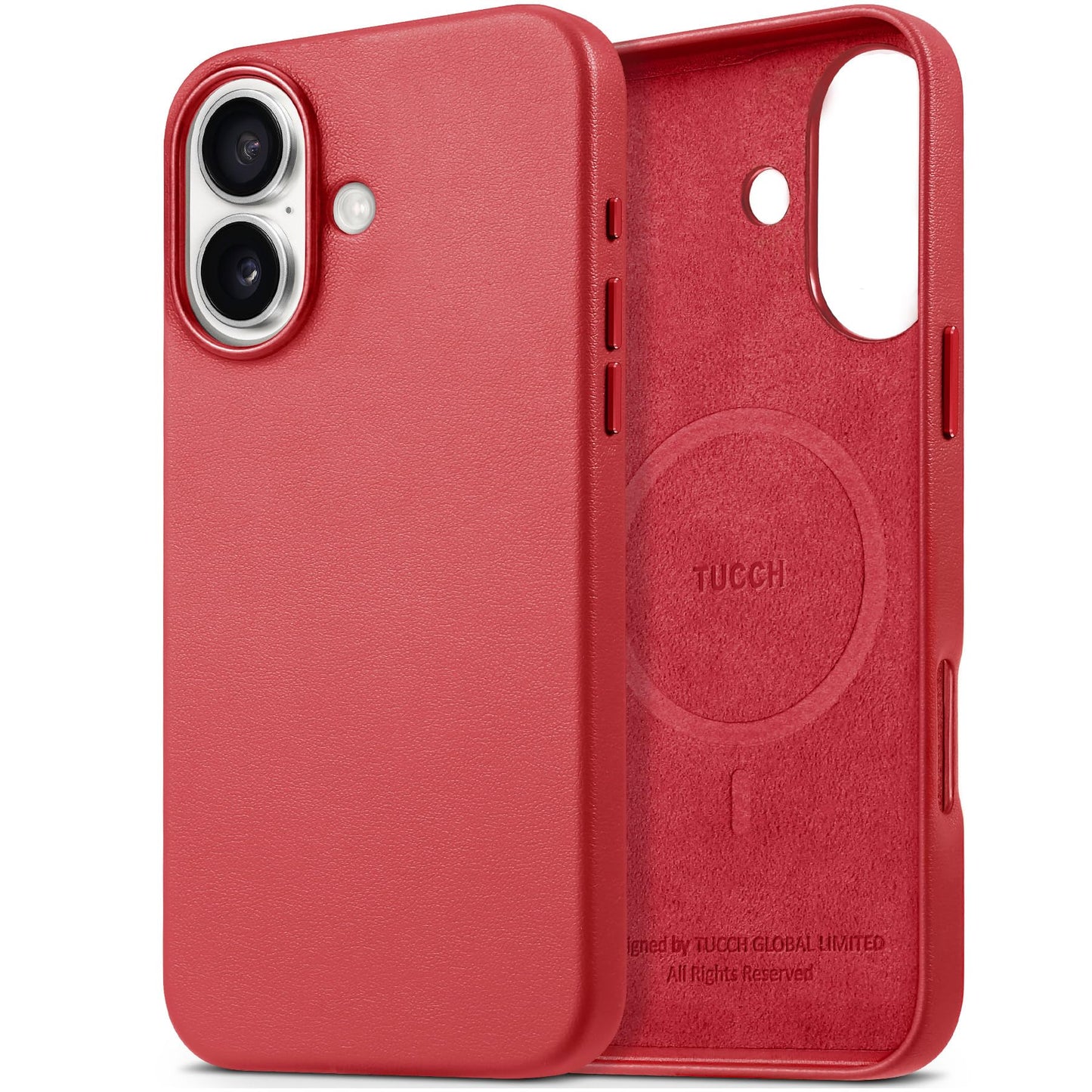 TUCCH Case for iPhone 16, [Magnetic Wireless Charging] Anti-Slip PU Leather Shockproof Phone Case, Slim Anti-Fingerprint Lightweight Protective Back Cover Compatible with iPhone 16 6.1" 2024, Black