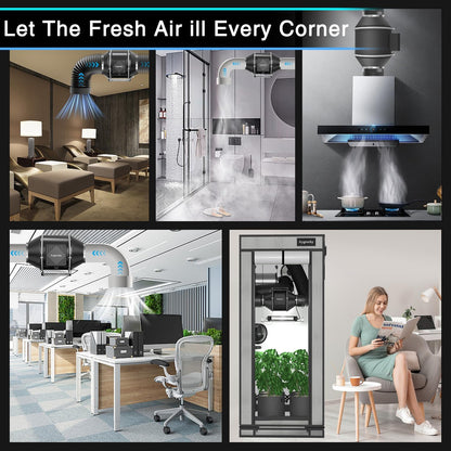 Aygrochy 100 mm Intelligent Duct Fan with Temperature and Humidity Control, Extractor Fan for Boosters, Grow Tents, Ventilation and Tente de Culture Hydroponique