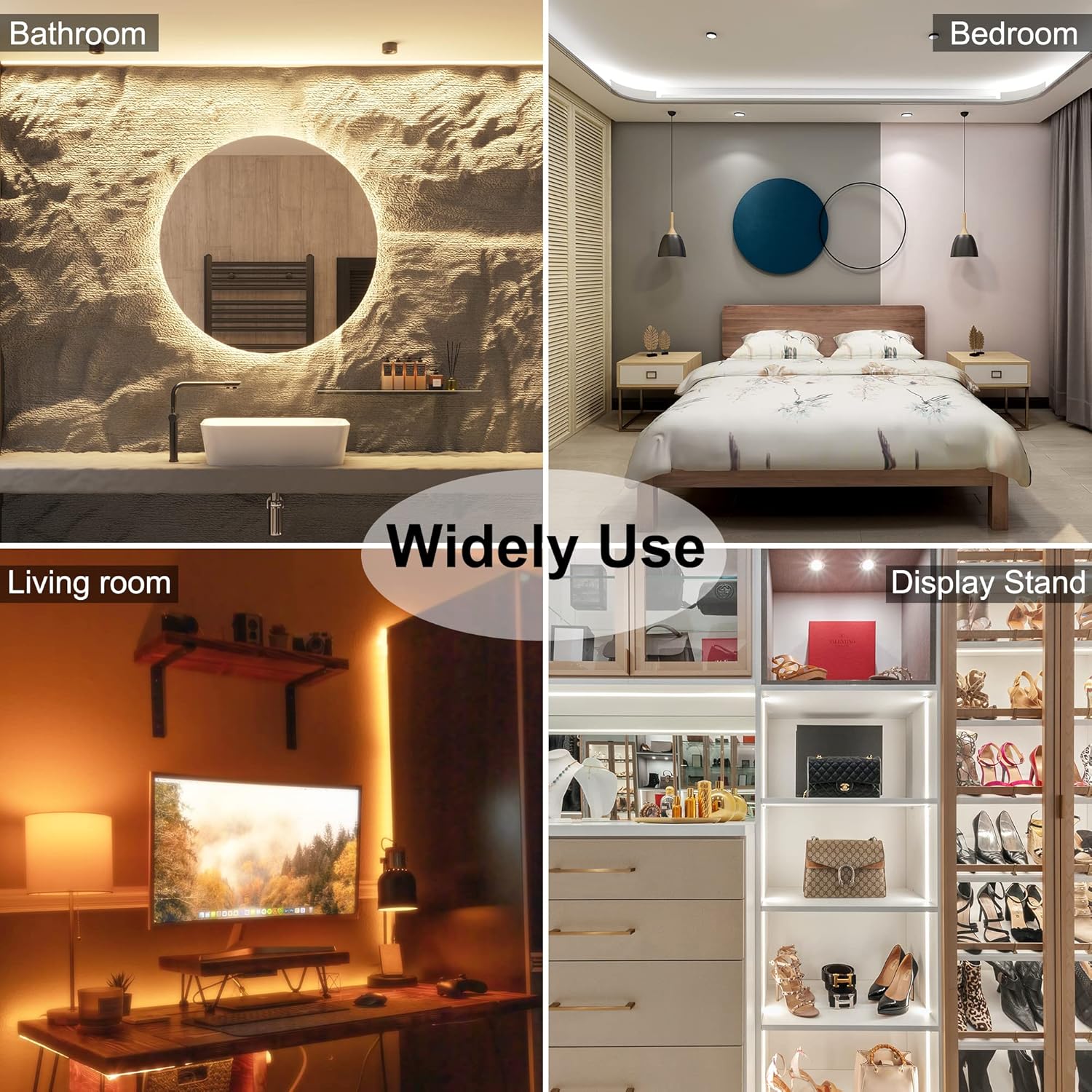 TTWAY CCT COB LED Strip Light 5M Dimmable Kit, Tunable White LED Strip Light 2700-6500K, 24V Strip Lights with RF Control & UKCA Adapter CRI90+, Ultra Bright Dual White LED Strip for Kitchen, Bedroom