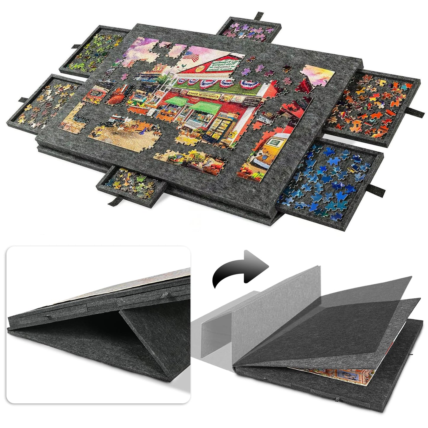 Puzzleboard Zertylre ZEY6131 2-in-1 inclinabil cu 6 sertare