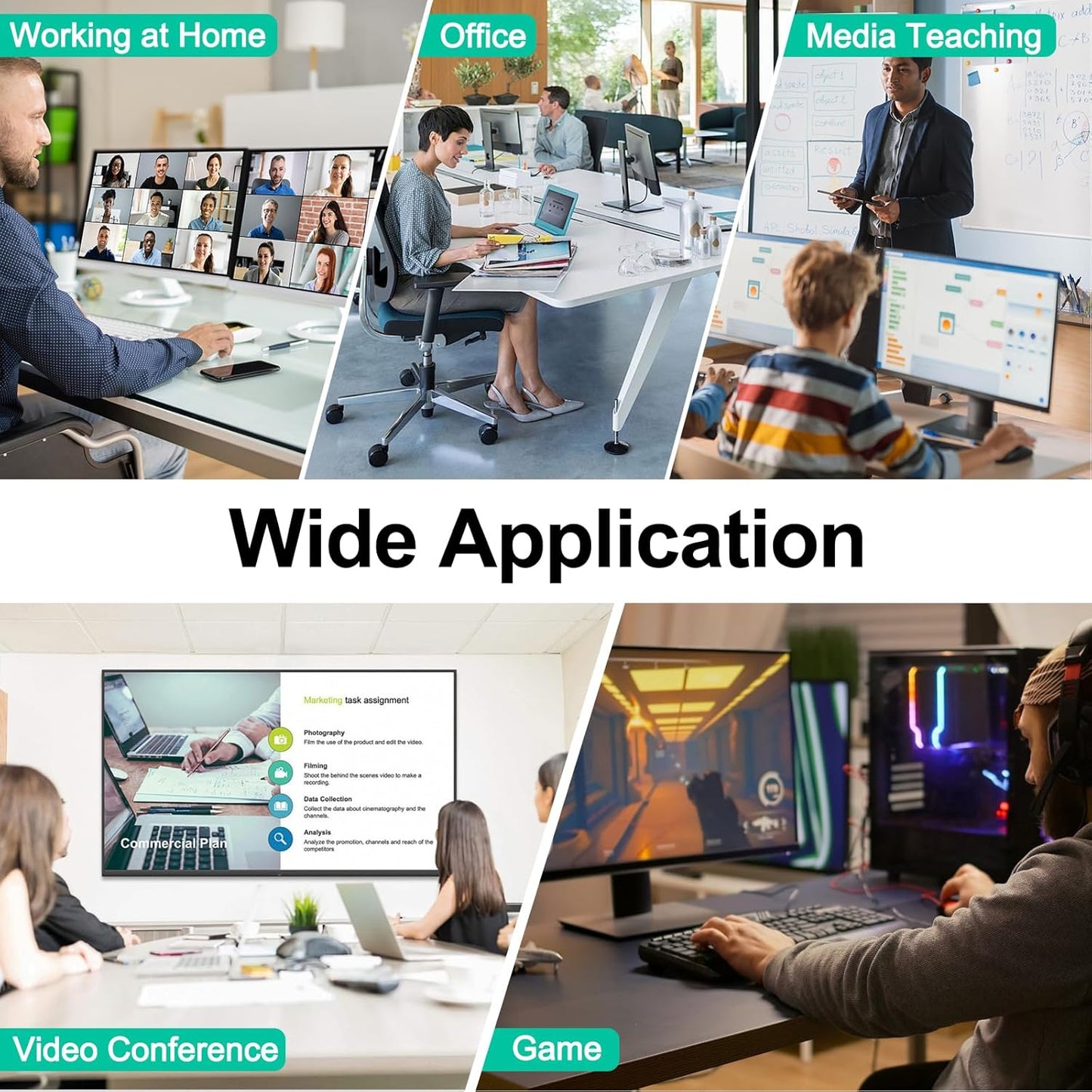 KVM Switch 2 Monitors 2 PC 4K @ 60Hz 2K @ 120Hz, Dual Monitors HDMI KVM Switches with EDID Function Wired Remote Control, Power Supply and USB 3.0 Cable Included