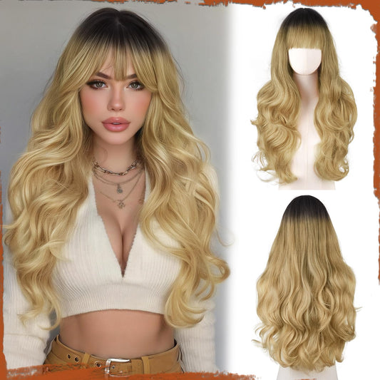 Peruca Sofeiyan Wavy Long Ombre Blonde 60 cm rezistenta la caldura