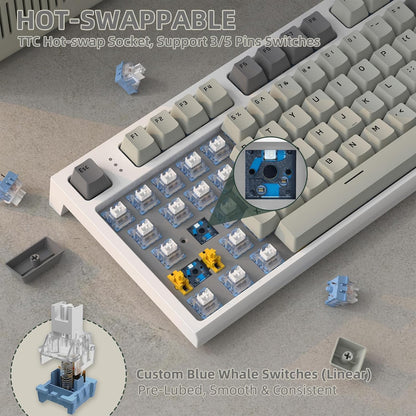 VGN GAMEPOWER ATTACK SHARK K86 Wireless Mechanical Keyboard Apex Pro TKL 75%, 2.4G/Bluetooth/Wired Gaming Keyboard M75, Gasket Mount with Color Display & Knob, RGB Backlit, Hot Swappable Linear Switch