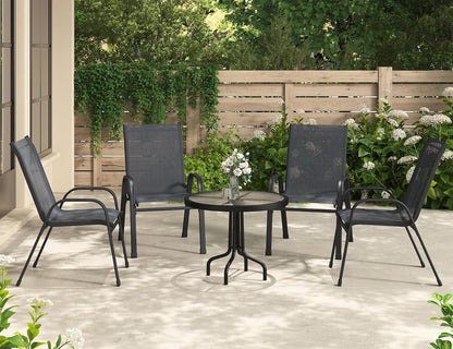 Scaune exterior XIELOUS PATIODC004 metal gri stackabile set 4