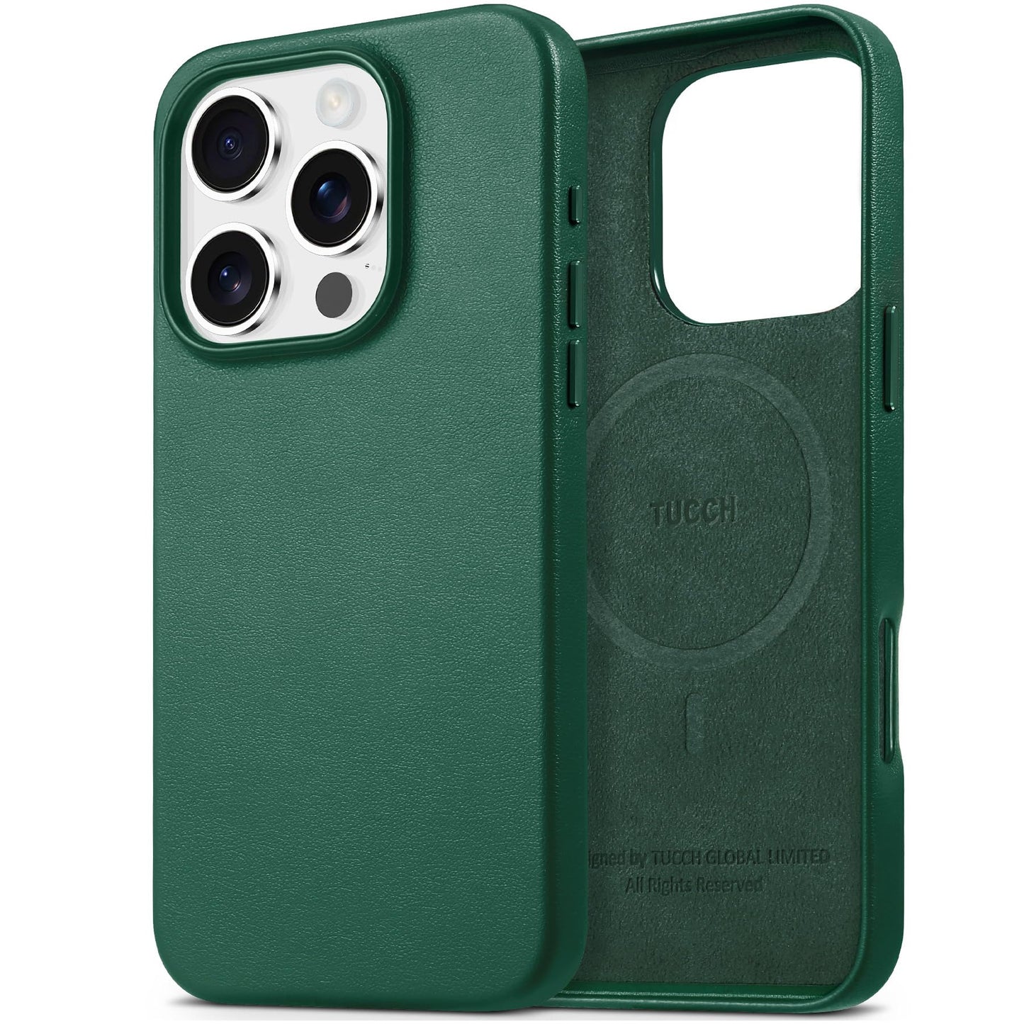 TUCCH Case for iPhone 16, [Magnetic Wireless Charging] Anti-Slip PU Leather Shockproof Phone Case, Slim Anti-Fingerprint Lightweight Protective Back Cover Compatible with iPhone 16 6.1" 2024, Black