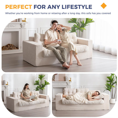 Canapea MAXYOYO 3 Seater Corduroy 190 cm, cu brate si tufting