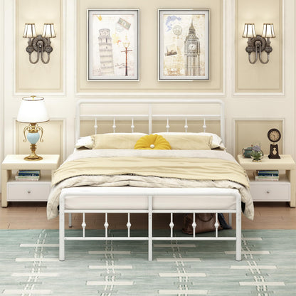 Pat metal EMODA 180x200 cm stil Victorian alb, cadru silentios