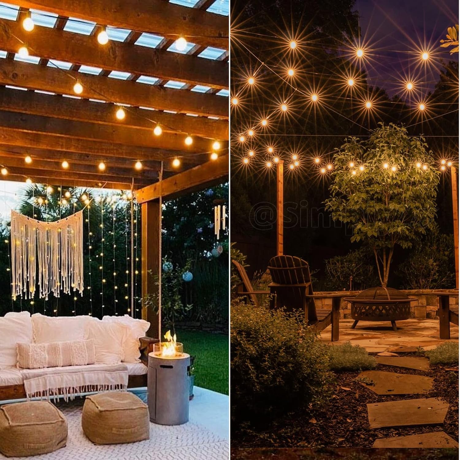 GPATIO LED Outdoor Fairy Lights, 45 m, Power, 75 + 2 Bulbs, Warm White G40 Plastic Bulbs, IP45 Waterproof, Indoor/Outdoor Fairy Lights for Garden, Patio, Weddings, Parties