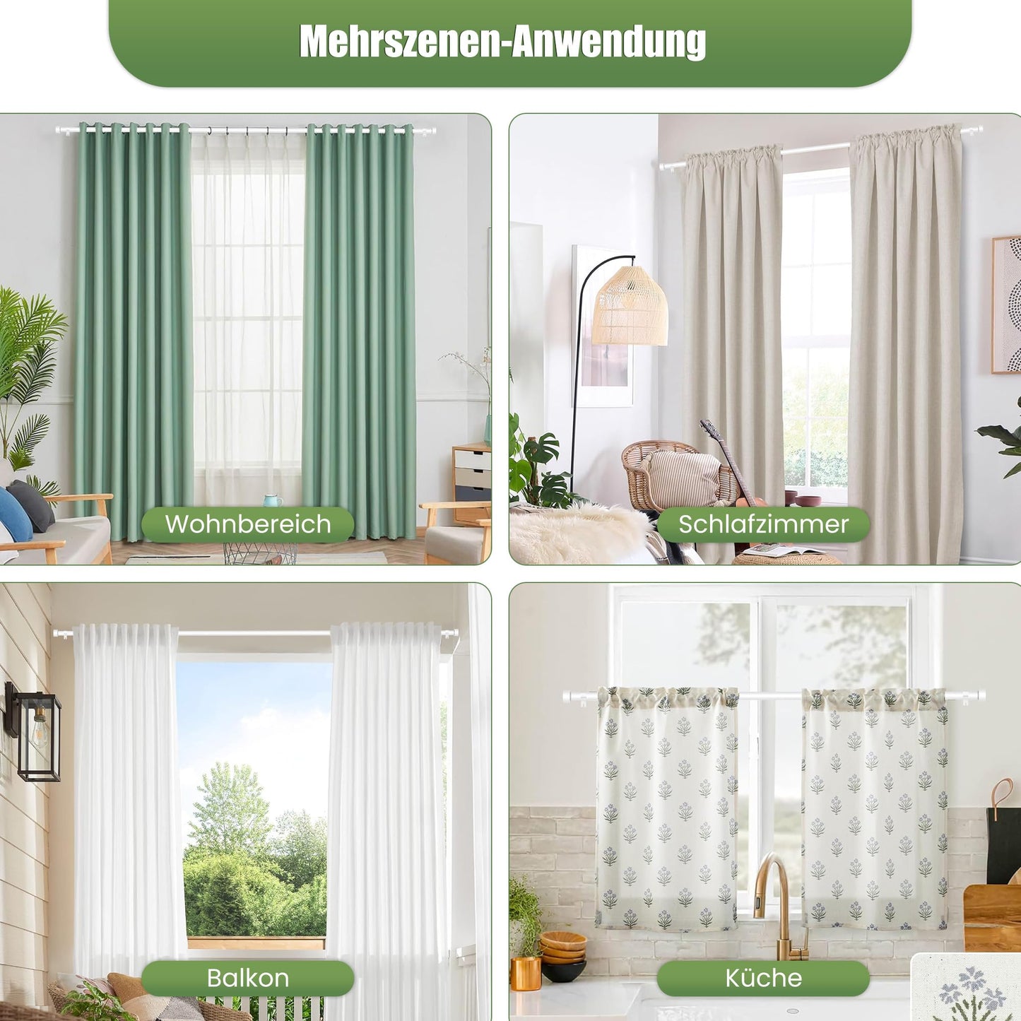 Galerie perdea Poskena 63-183 cm, 16 mm, otel inoxidabil alb