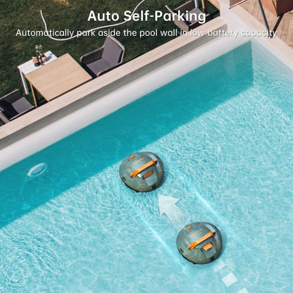 CoasTeering Pool Robot, 100 Minutes Strong Cleaning Power, Pool Vacuum Cleaner Battery with Dual Drive Motors, Self-Parking, One-Touch Start, Wireless Pool Robot for Pools up to 80 m² Floor Area