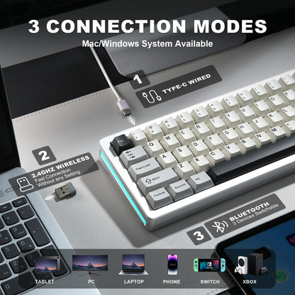 Tastatura YUNZII AL71 71 taste aluminiu CNC RGB wireless