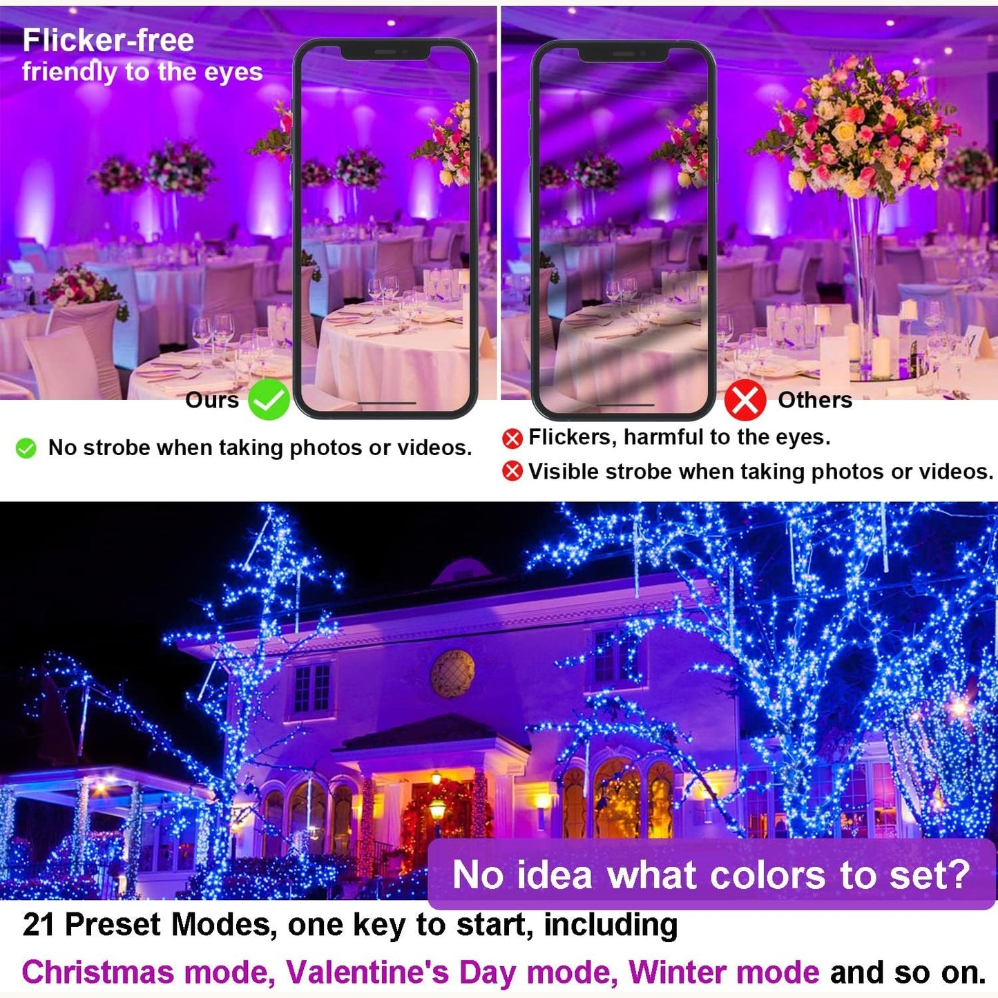 RGB LED Spotlight Outdoor 80 W Bluetooth App Control Floodlight Outdoor 2700 K & Million Colours Dimmable Smart Floodlight IP66 Waterproof Outdoor Floodlight Garden Mood Lights 1