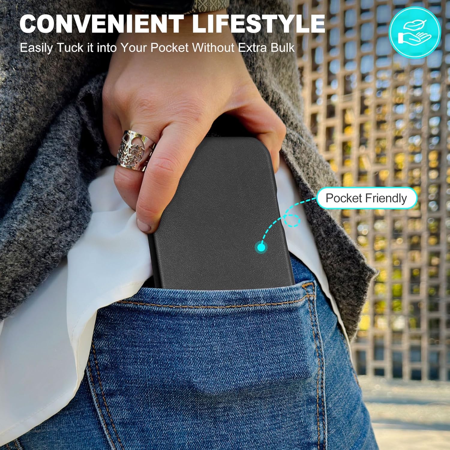 TUCCH Case for iPhone 16, [Magnetic Wireless Charging] Anti-Slip PU Leather Shockproof Phone Case, Slim Anti-Fingerprint Lightweight Protective Back Cover Compatible with iPhone 16 6.1" 2024, Black