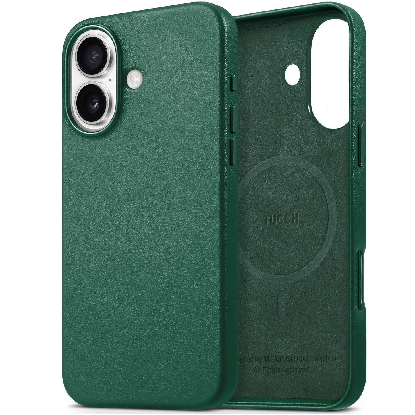 TUCCH Case for iPhone 16, [Magnetic Wireless Charging] Anti-Slip PU Leather Shockproof Phone Case, Slim Anti-Fingerprint Lightweight Protective Back Cover Compatible with iPhone 16 6.1" 2024, Black