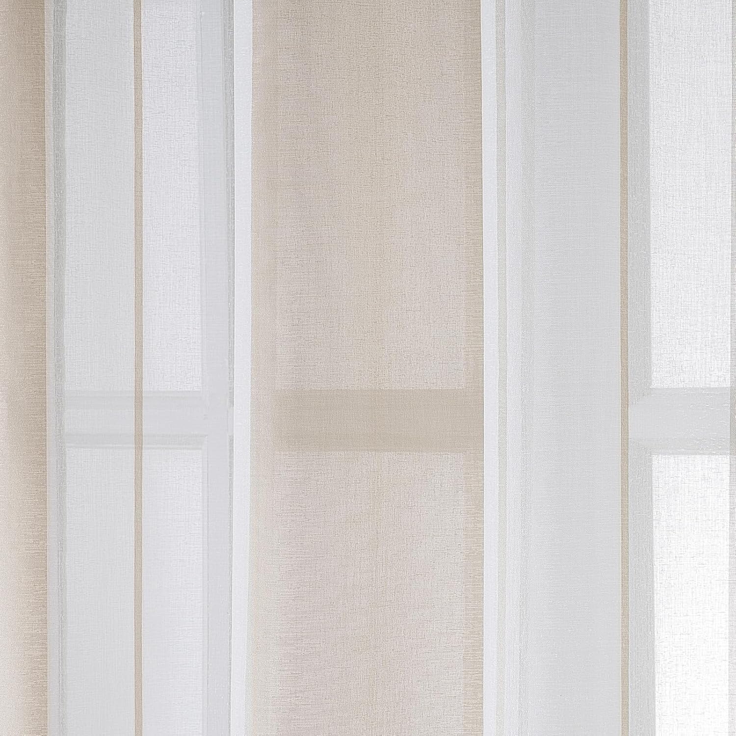 MRTREES Voile Curtains 102 Drop 2 Panels Cream and White Eyelet Voile Curtain with Stripe Design Semi Sheer Curtains For Kids Living Room Bedroom Kitchen Curtains 55x102 Inch 140x260 cm