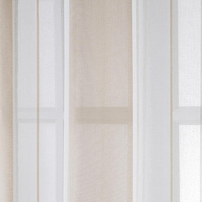 MRTREES Voile Curtains 102 Drop 2 Panels Cream and White Eyelet Voile Curtain with Stripe Design Semi Sheer Curtains For Kids Living Room Bedroom Kitchen Curtains 55x102 Inch 140x260 cm