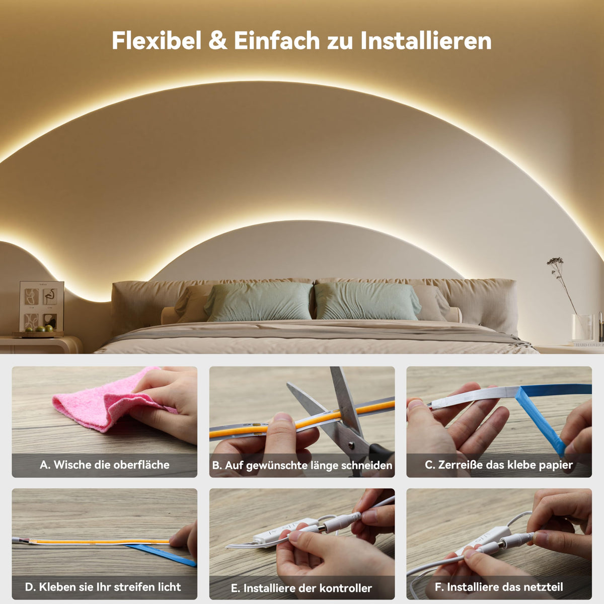 Banda LED PAUTIX COB 5 m 3000K 24V RF Remote CRI93+ Dimmabila