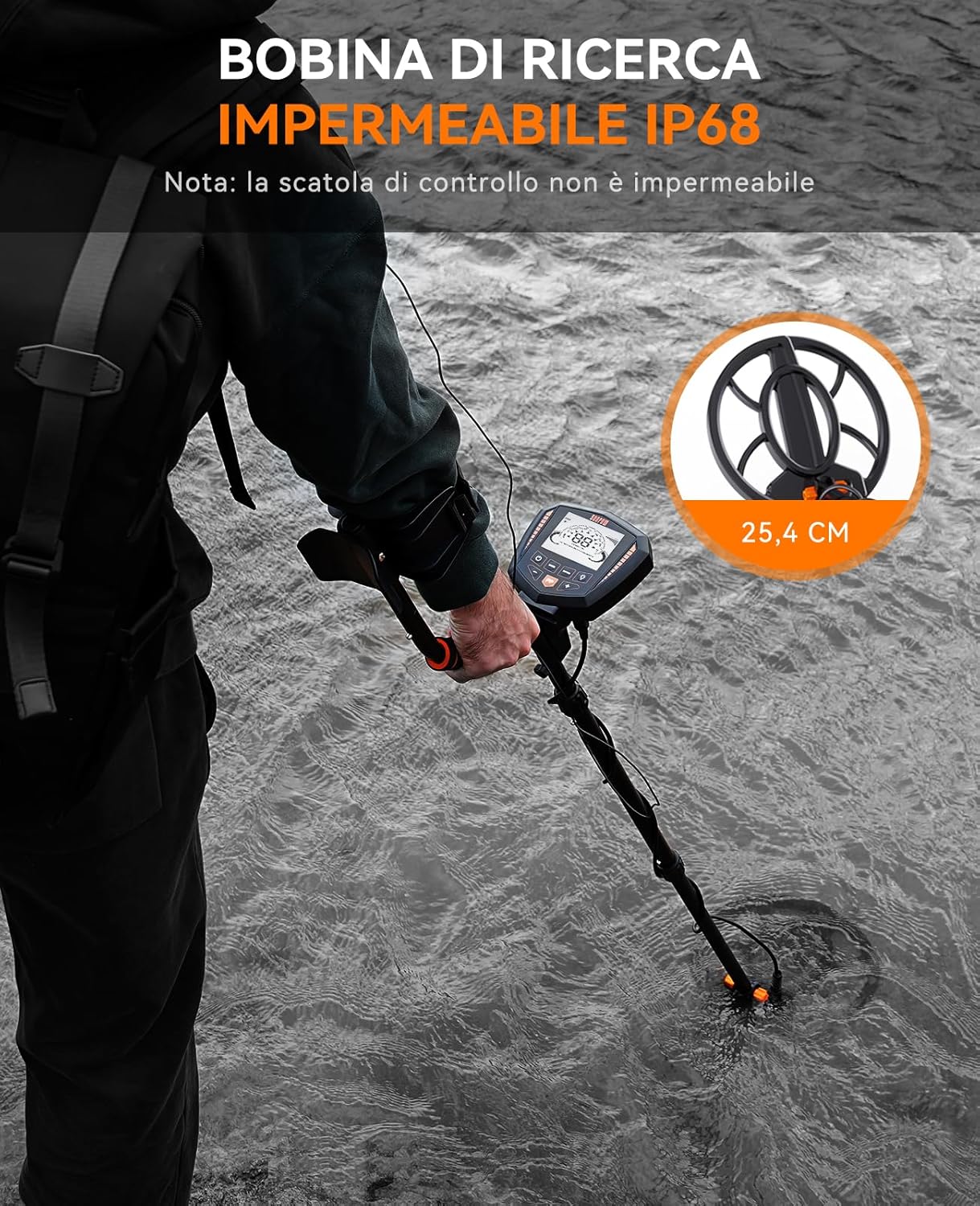 SUNPOW Metal Detector Professional Set, IP68 Waterproof Coil, Identifies 9 Types of Metals, High Accuracy, 10 Inch Detection Depth, 5 Modes, Strong Anti-Interference, Suitable for Adults and Children