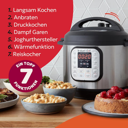 Oala electrica sub presiune programabila Instant Pot IP-DUO60 7-in-1, 5.7 L, 1000 W, 220 V