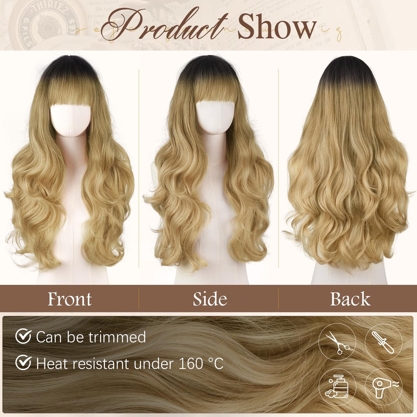 Peruca Sofeiyan Wavy Long Ombre Blonde 60 cm rezistenta la caldura