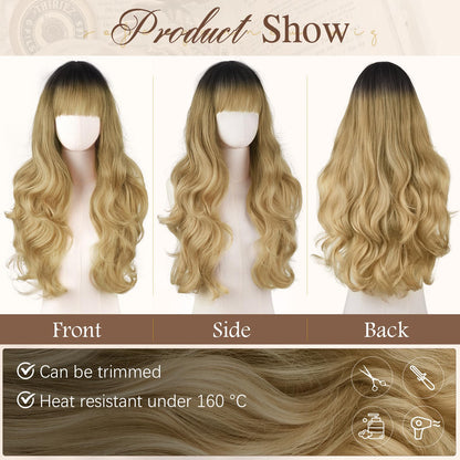 Peruca Sofeiyan Wavy Long Ombre Blonde 60 cm rezistenta la caldura