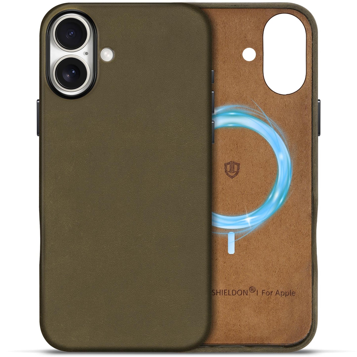 SHIELDON Case for iPhone 16 Pro 6.3" 2024, Genuine Leather, Magnetic Wireless Charging, Slim Fit, Non-Slip, Metal Button, Shockproof Protective Case Compatible with iPhone 16 Pro - Nappa Saddle Brown