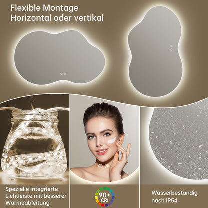 Oglinda baie OUMUSU LED asimetrica 100x60 cm anti-aburire