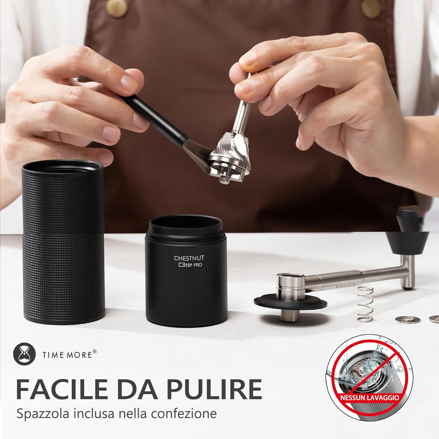 Chestnut C3 ESP PRO, TIMEMORE Kaffeemühle Manuell, Upgrade Integrierte Ganzmetallgehäuse, Handkaffeemühle für Espresso bis French Press, Schwarz