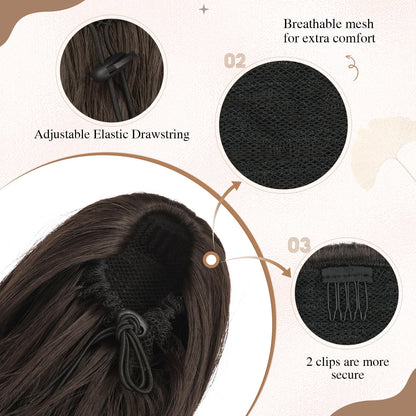 Sofeiyan Ponytail Hair Extensions with Drawstring, 35 cm Mandarin Brown Long