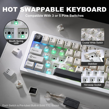 Tastatura YUNZII AL71 71 taste aluminiu CNC RGB wireless