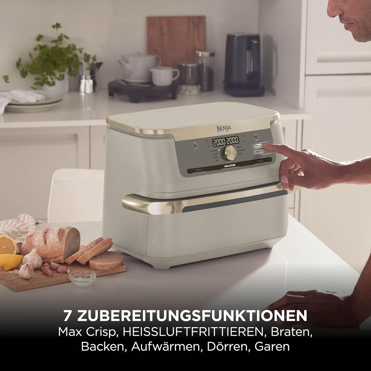 Friteuza cu aer cald Ninja Foodi FlexDrawer Dual Zone, 10.4 L, Stone-gold