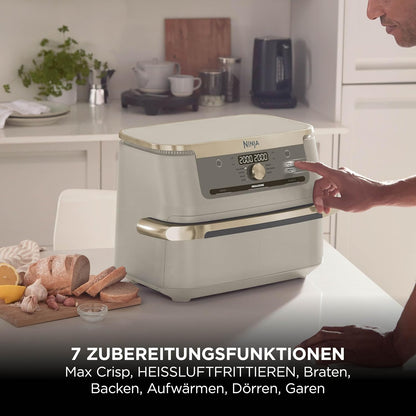 Friteuza cu aer cald Ninja Foodi FlexDrawer Dual Zone, 10.4 L, Stone-gold