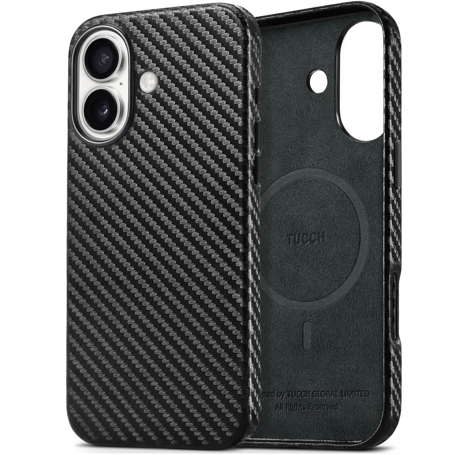 TUCCH Case for iPhone 16, [Magnetic Wireless Charging] Anti-Slip PU Leather Shockproof Phone Case, Slim Anti-Fingerprint Lightweight Protective Back Cover Compatible with iPhone 16 6.1" 2024, Black