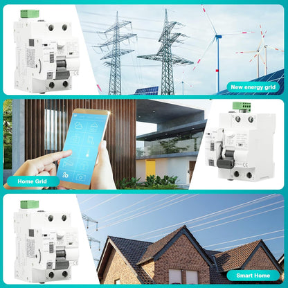 DEWIN FI Circuit Breaker, GRD9L-W Smart WiFi Circuit Breaker Manual/APP Remote Control Smart Switch 2P 63A 30mA AC 230V