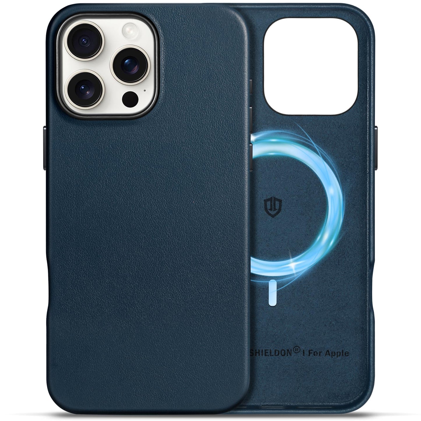 SHIELDON Case for iPhone 16 Pro 6.3" 2024, Genuine Leather, Magnetic Wireless Charging, Slim Fit, Non-Slip, Metal Button, Shockproof Protective Case Compatible with iPhone 16 Pro - Nappa Saddle Brown