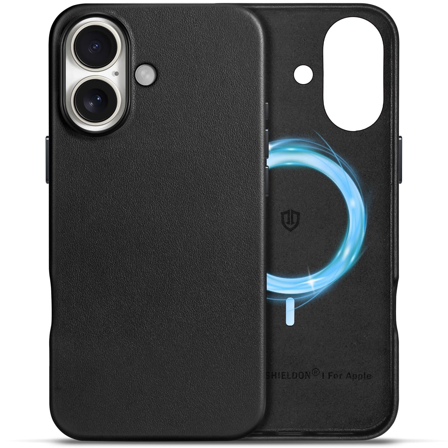SHIELDON Case for iPhone 16 Pro 6.3" 2024, Genuine Leather, Magnetic Wireless Charging, Slim Fit, Non-Slip, Metal Button, Shockproof Protective Case Compatible with iPhone 16 Pro - Nappa Saddle Brown