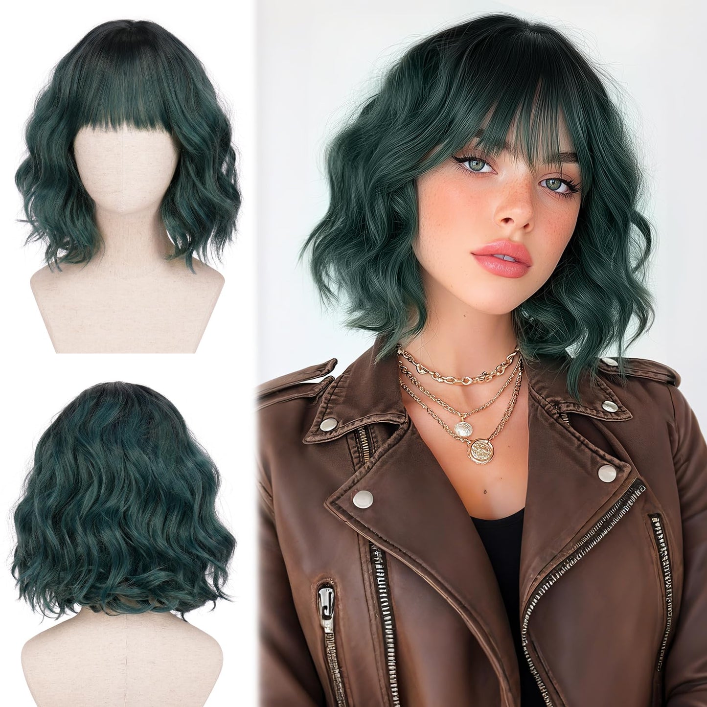 Peruca Sofeiyan Bob Wavy cu Breton 30 cm Fibra Kanekalon