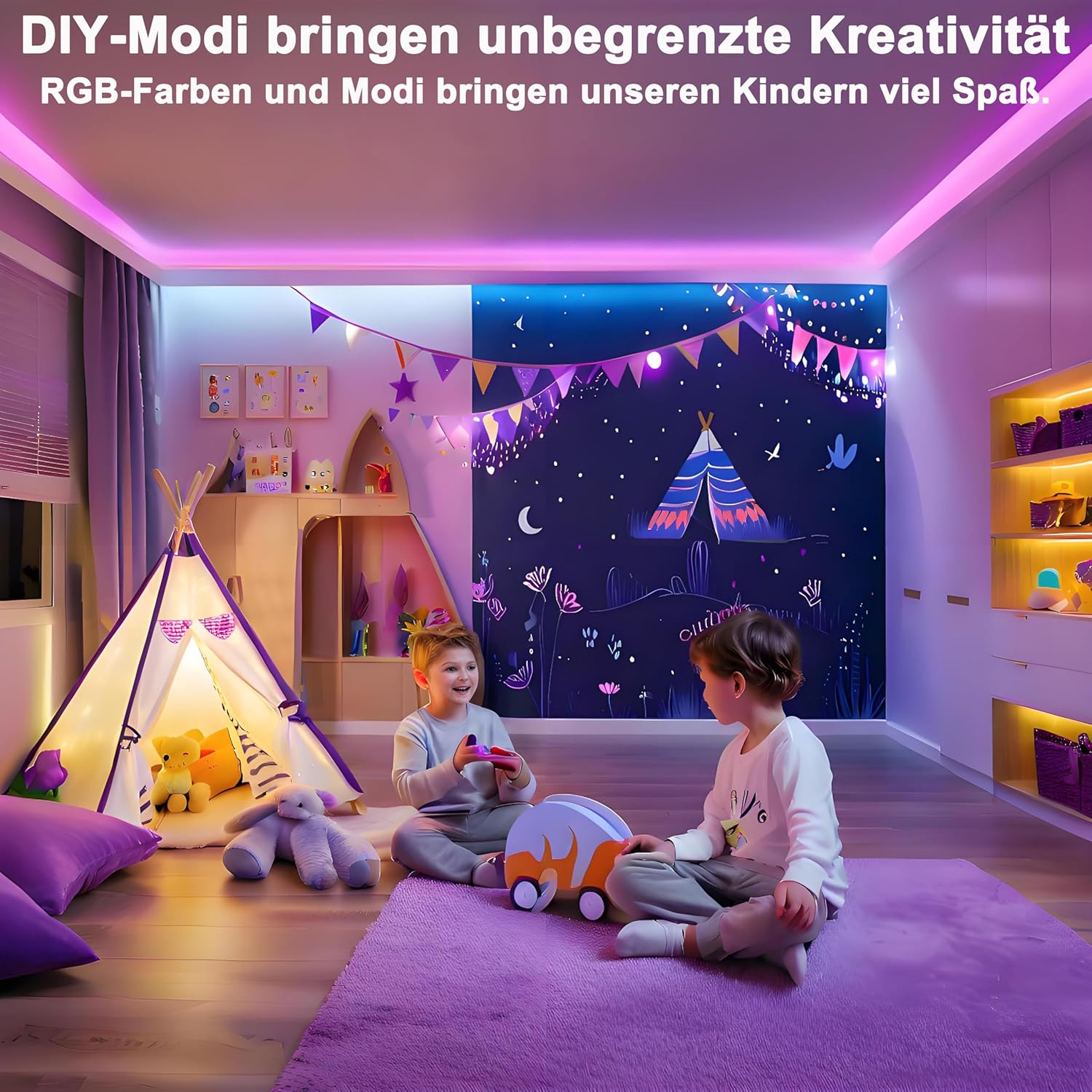 calflux Neon LED Strip 10 m, RGB Strip Fairy Lights, IP65 Waterproof LED Strip with Bluetooth Remote Control, 24 V LED Strip Colour Changing for Bedroom, Room, Indoor and Outdoor Decoration