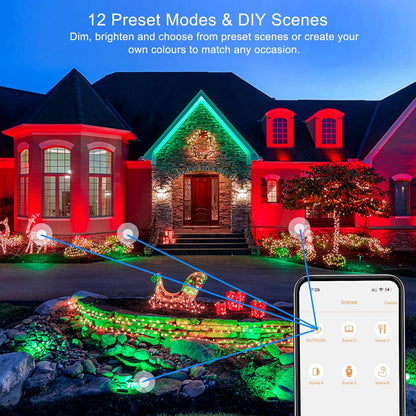 DUSKTEC LED RGB Floodlight Outdoor 80W,Colour Changing Smart Flood Lights with Plug IP66 Waterproof, Plug-in Outdoor Garden Lighting Mains Powered 800W Equivalent with APP Controlled,2 Pack