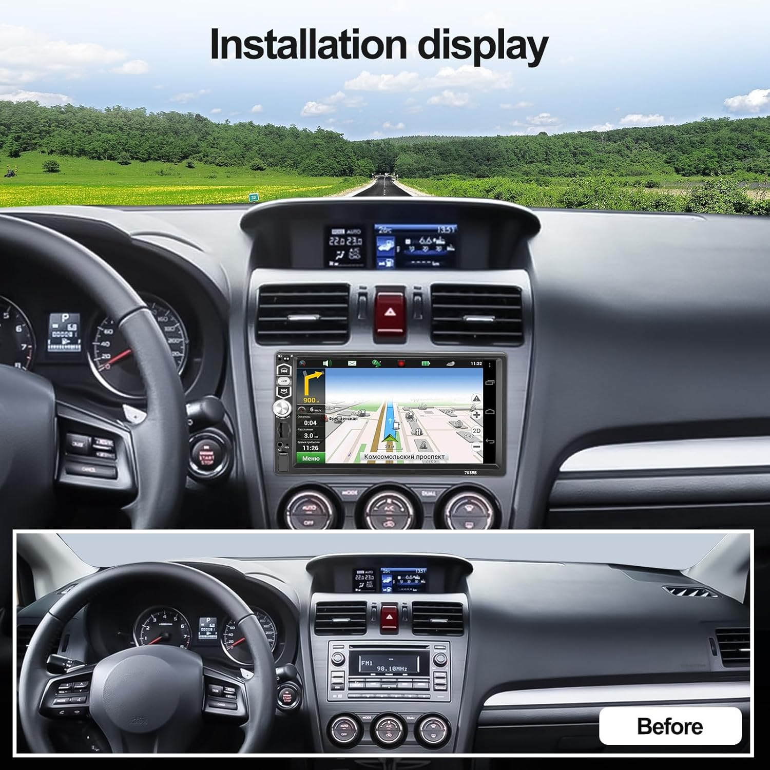 CAMECHO 1 DIN Car Radio with CarPlay Android Car 7 Inch Screen with Bluetooth Touchscreen with Reversing Camera Mirror Link FM Radio SWC USB