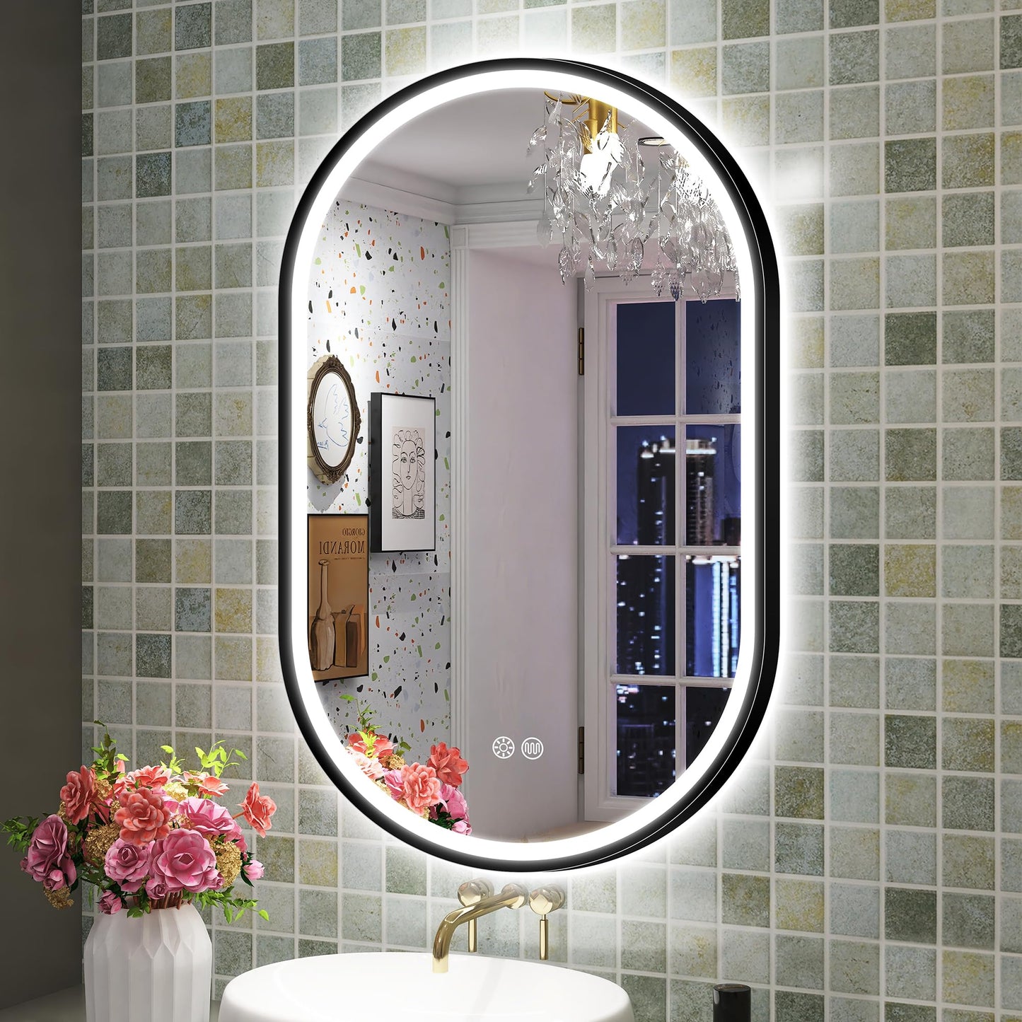 Oglinda baie Sbagno 100x60 cm LED anti-aburire