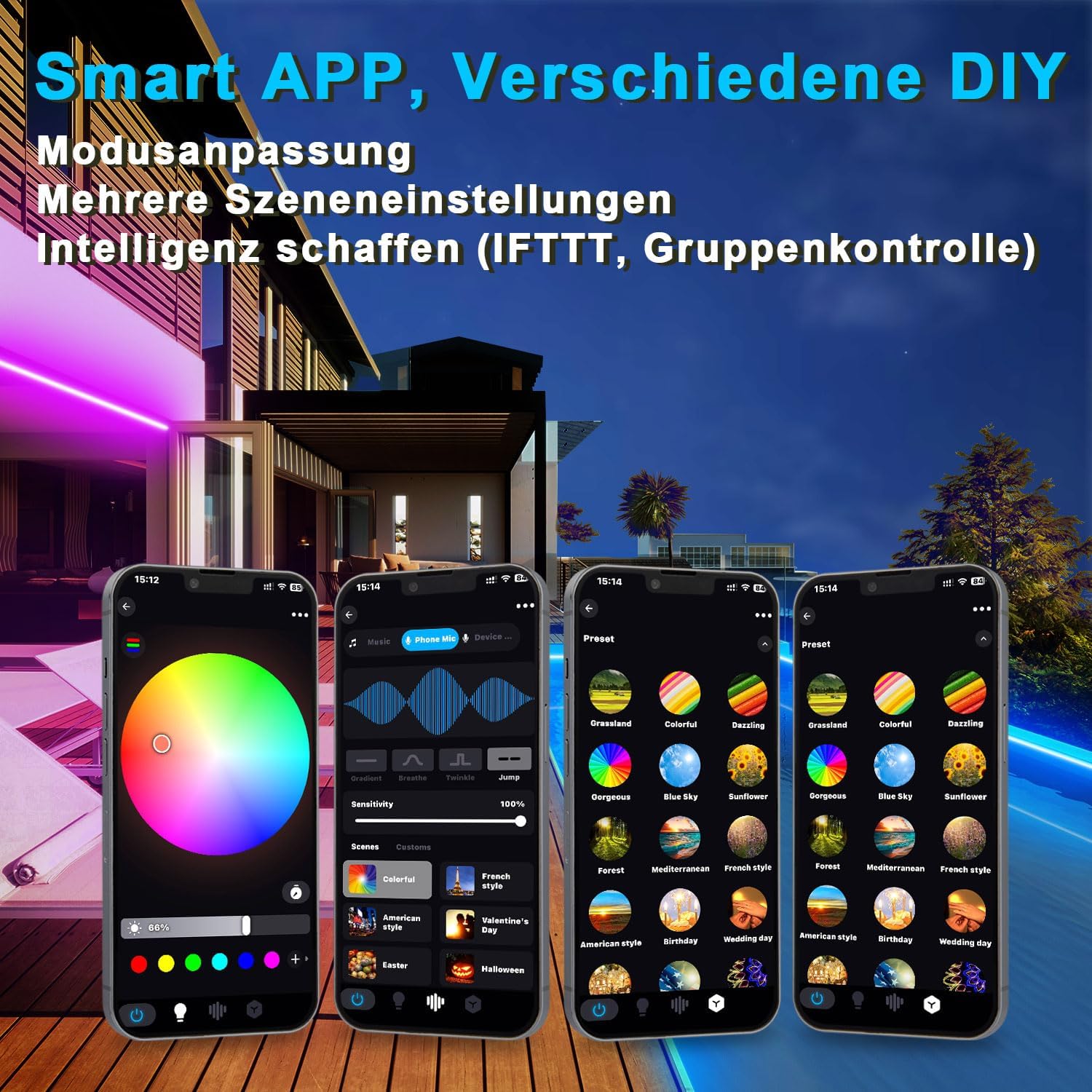 TENDIST 20 m RGB IP68 Neon Flexible LED Strip, WiFi Waterproof Outdoor LED Strip Compatible with Alexa, 120 LEDs/Metre, DIY 24 V Neon LED Strip with Sync Music for Bedroom, Parties, Garden