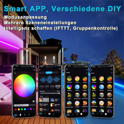 TENDIST 20 m RGB IP68 Neon Flexible LED Strip, WiFi Waterproof Outdoor LED Strip Compatible with Alexa, 120 LEDs/Metre, DIY 24 V Neon LED Strip with Sync Music for Bedroom, Parties, Garden