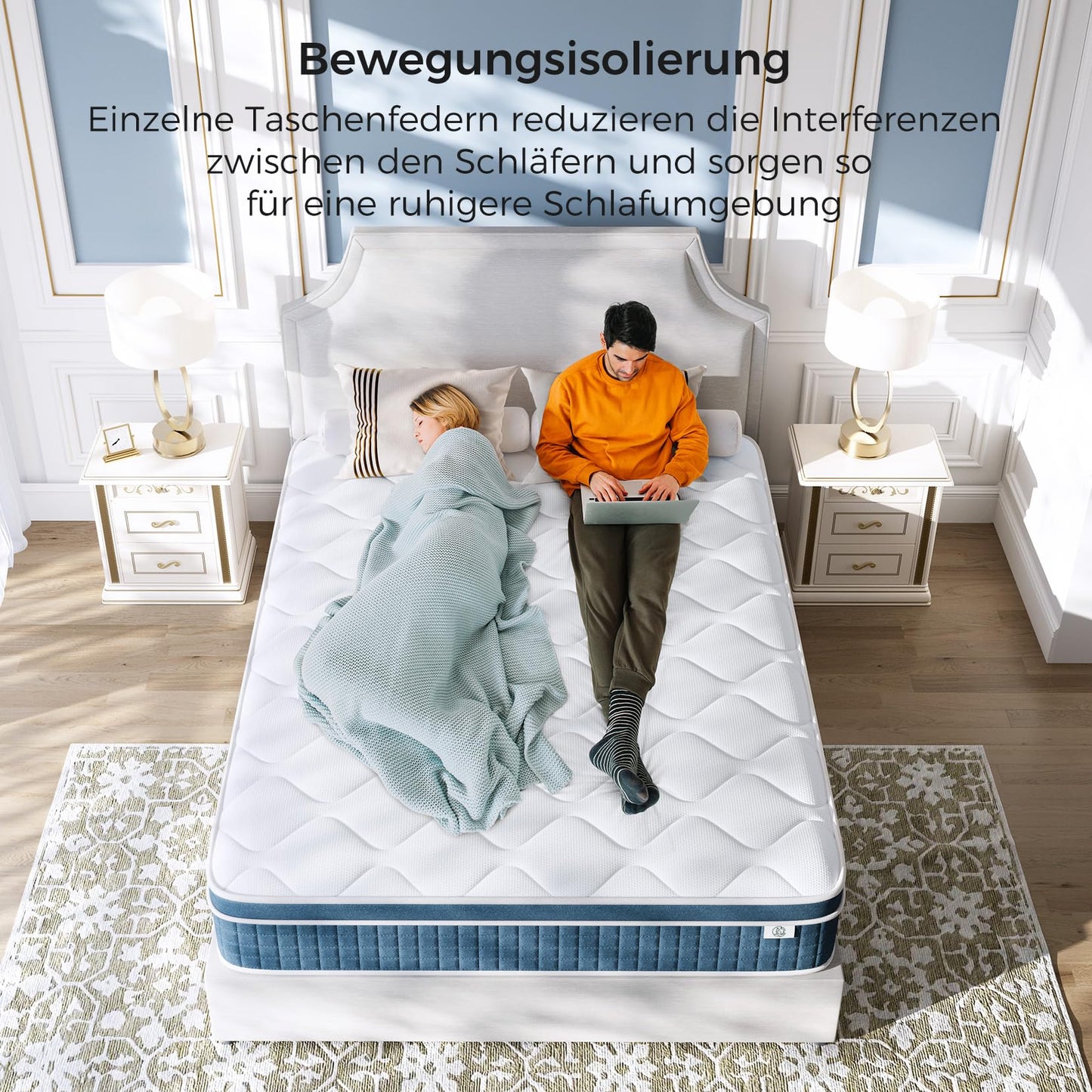 Saltea cu arcuri individuale Koorlian 140x200 cm 7 Zone Fermitate Medie H3